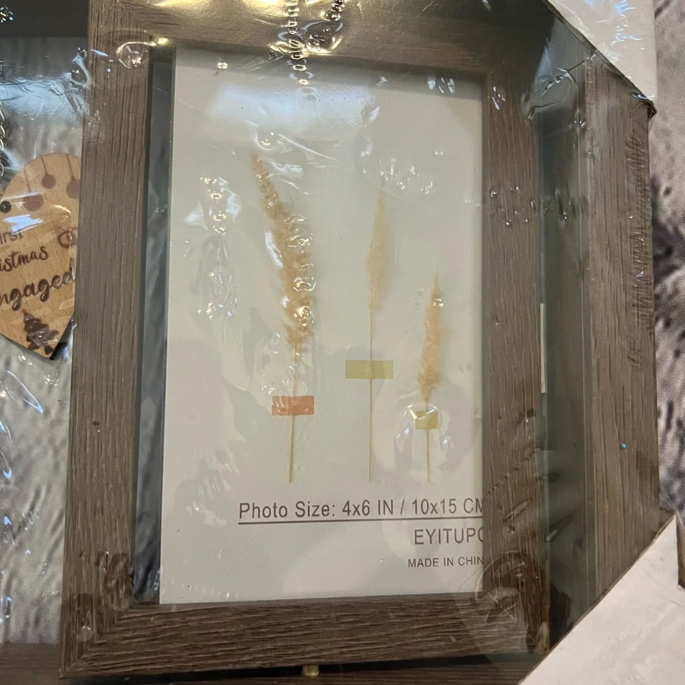 NEW Our First Christmas Engaged Wood Picture Frame, Display Two 6x4 Inch
